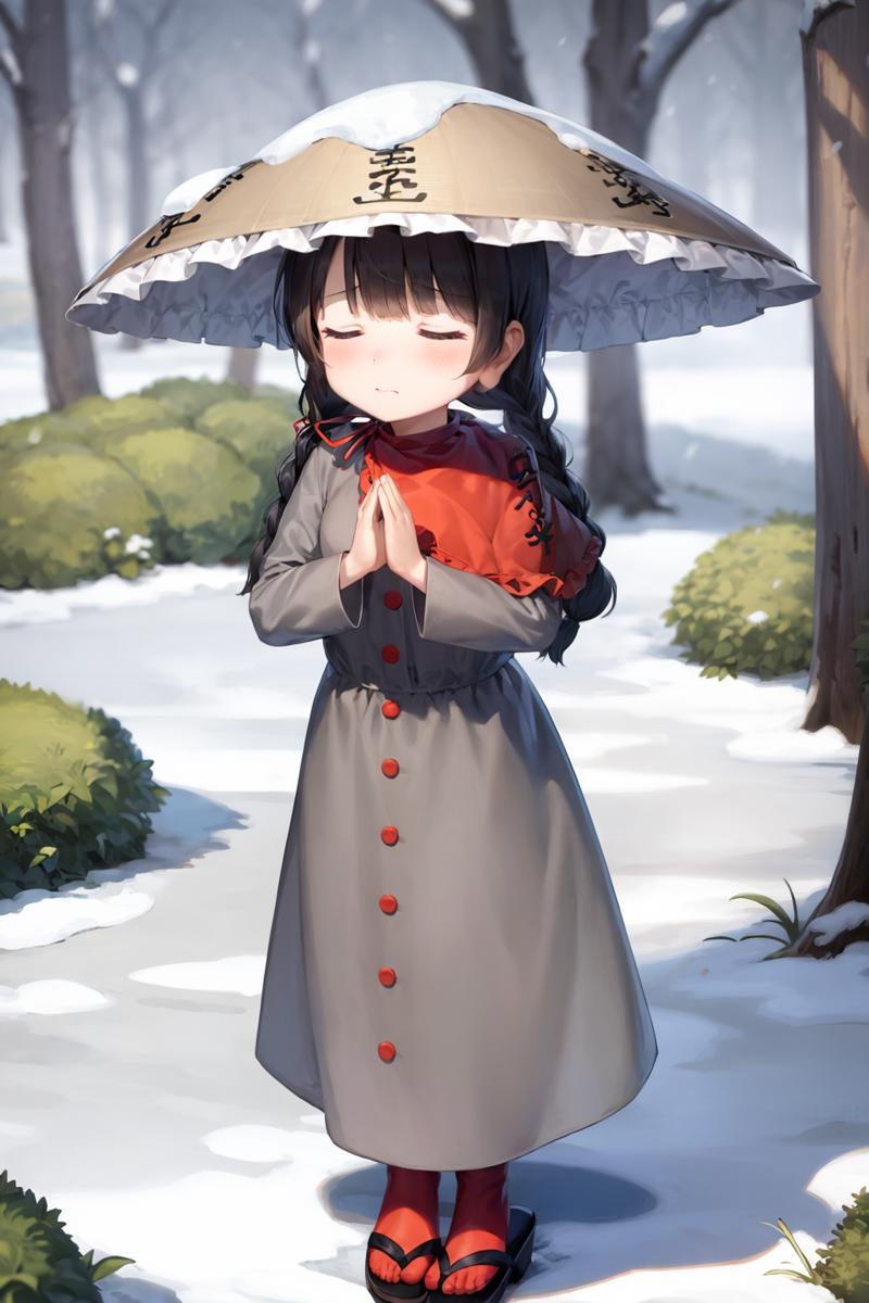 01140-4174200841-masterpiece, best quality,  _lora_NarumiYatadera_1_,1girl, ajirogasa, braid, hat, snow, black hair, solo, twin braids, grey dres.png